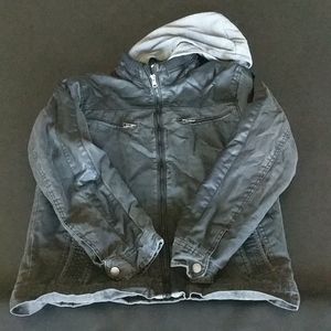 Black Small Denim and Faux Leather Jacket